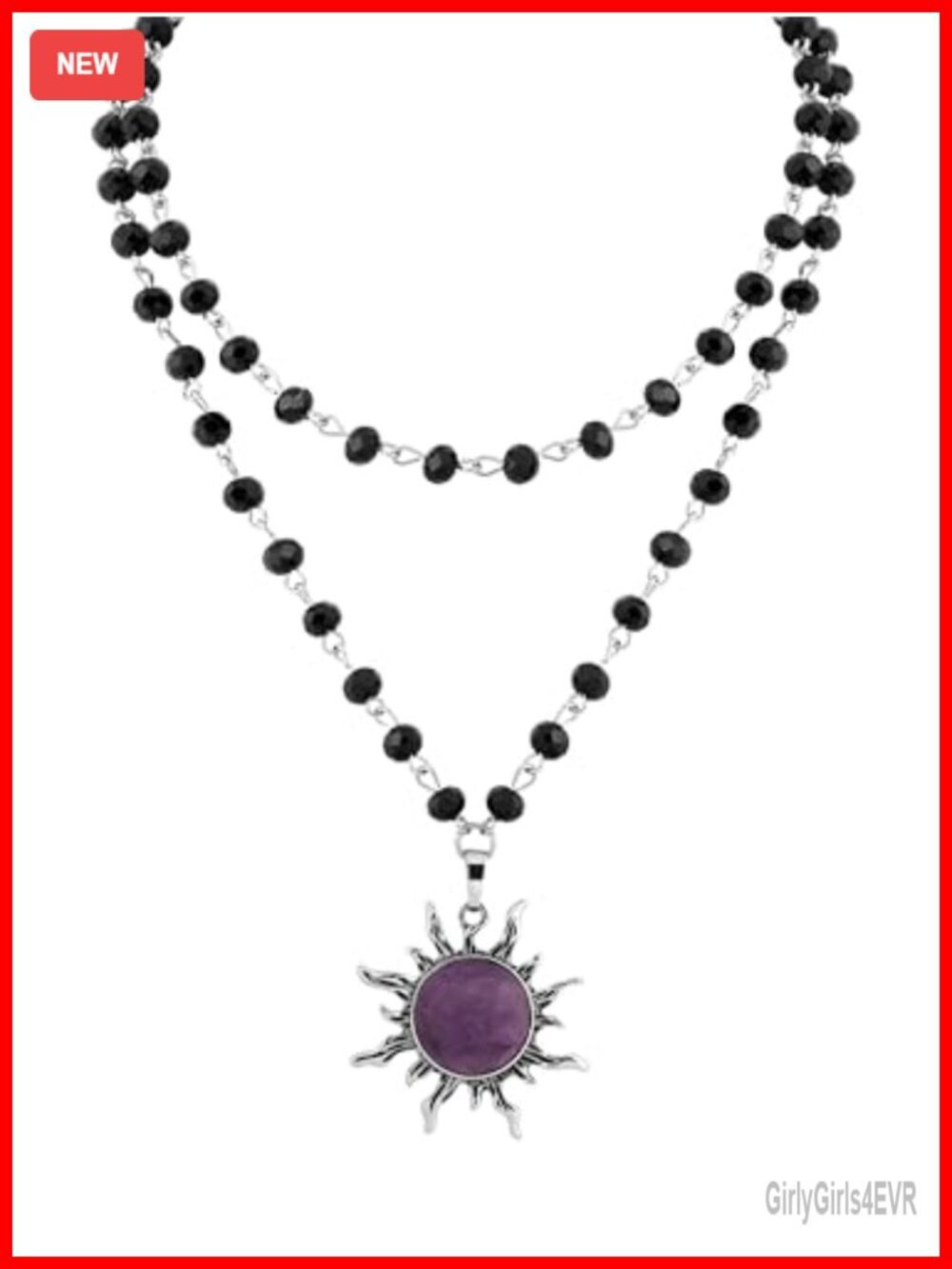 Gothic Emo Sun Choker Necklace, Black Bead Choker, Y2K Jewelry Gift for Women
